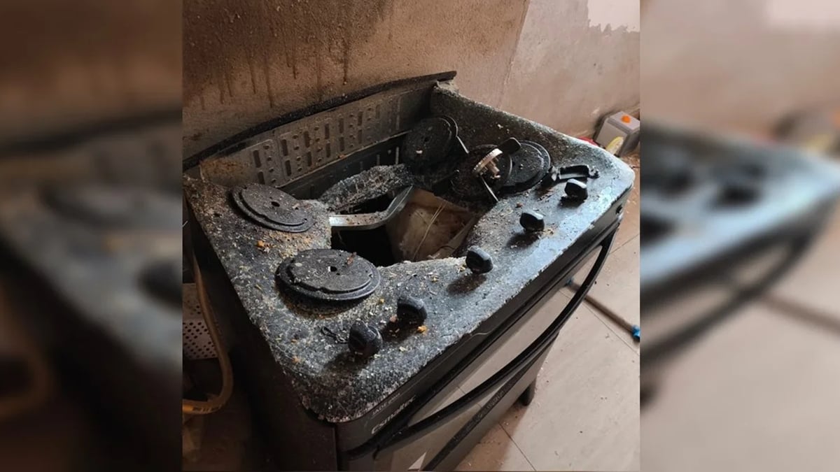 Panela de pressão explode, destrói fogão e assusta homem que estava na cozinha