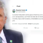 Caiado manifesta apoio aos ataques dos EUA na Venezuela