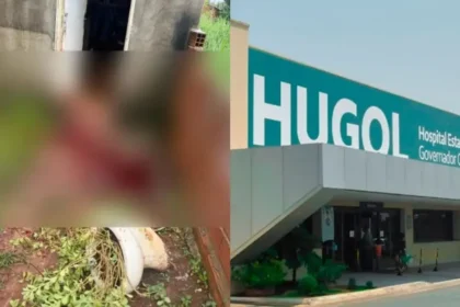 Imagem mostra cena do crime e hospital para onde vítima foi encaminhada após a facada