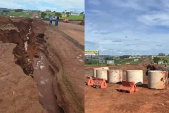 Imagem mostra erosão que demandou ação emergencial na região