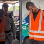 Imagem mostra suspeito detido pela Polícia Militar